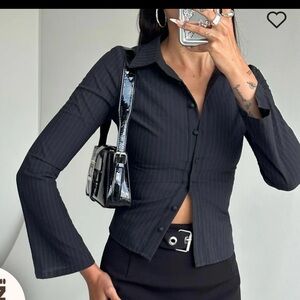 Princess Polly Black Button Down Shirt